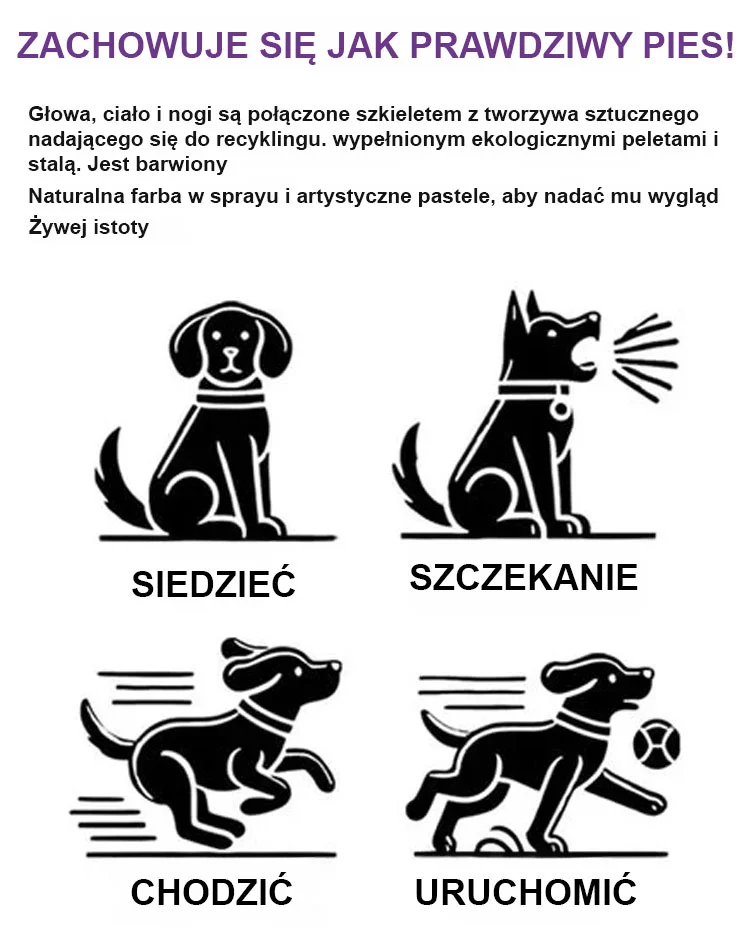 realistyczny interaktywny szczeniak robot – miękka pluszowa zabawka (1+1 gratis)