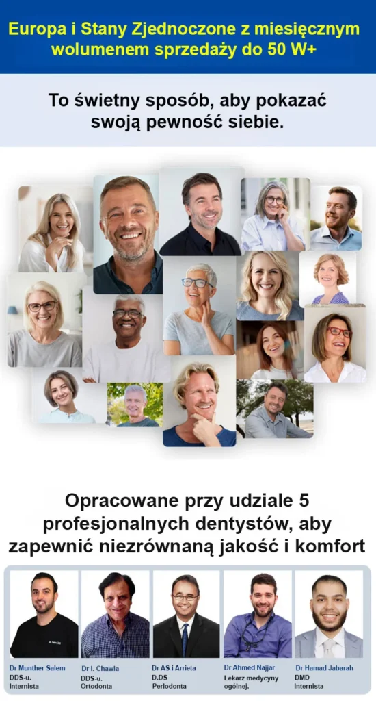 doskonały zestaw do protez(biomimetyczna konstrukcja dziąseł, wygodna bez szlifowania ust, dzięki czemu protezy tworzą "drugi zestaw prawdziwych zębów")